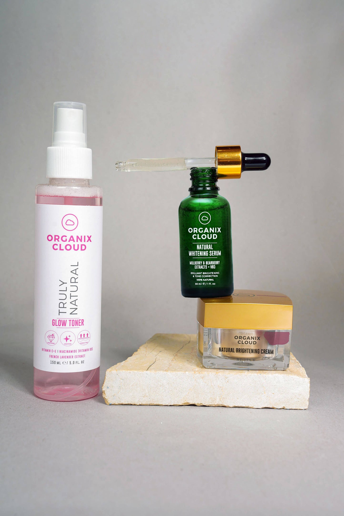 Natural Brightening Cream+Natural Brightening Serum+Glow Toner