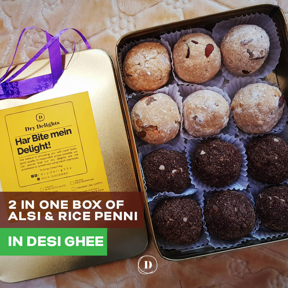 2 in One Box (Alsi Penni Half Kg + Rice Pinni Half Kg)